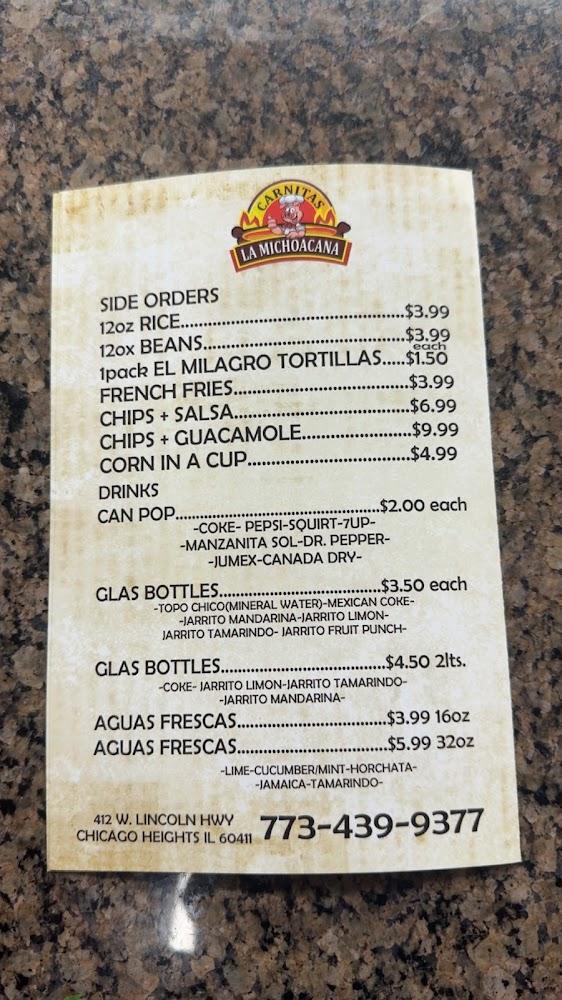 Carnitas La Michoacana Menu image 2